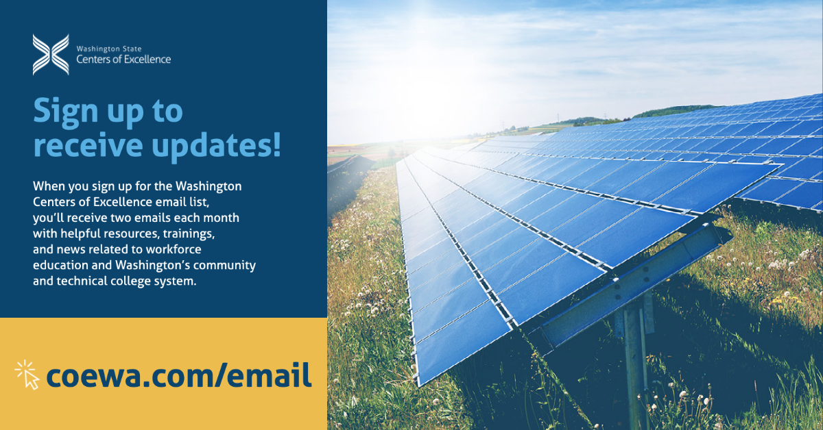 solar panel, sign up for Centers of Excellence news